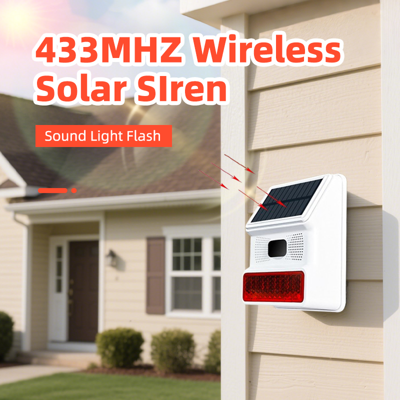 Home Security Lights Outdoors - Outdoor Alarm Horn 433MHZ Wireless Solar