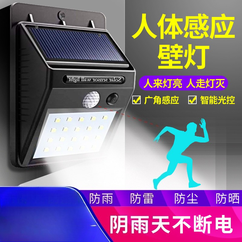 Home Security Lights Outdoors - Solar Human Motion Sensor Wall Lamp