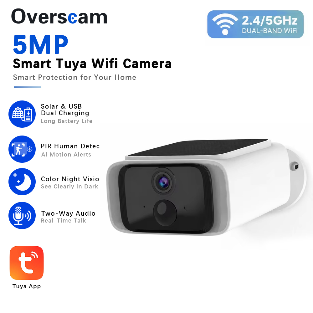 Home Security Indoor Cameras - Tuya 5MP Solar Security Camera Wireless