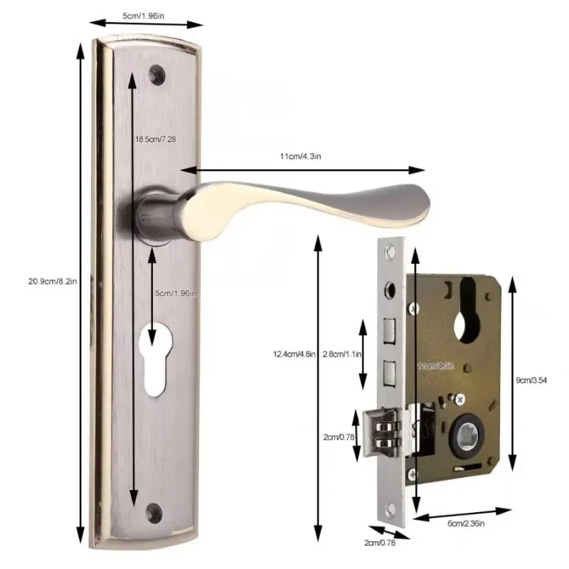 Gold Door Handle Lock Silent H - огляд і ціна Home Security Essential