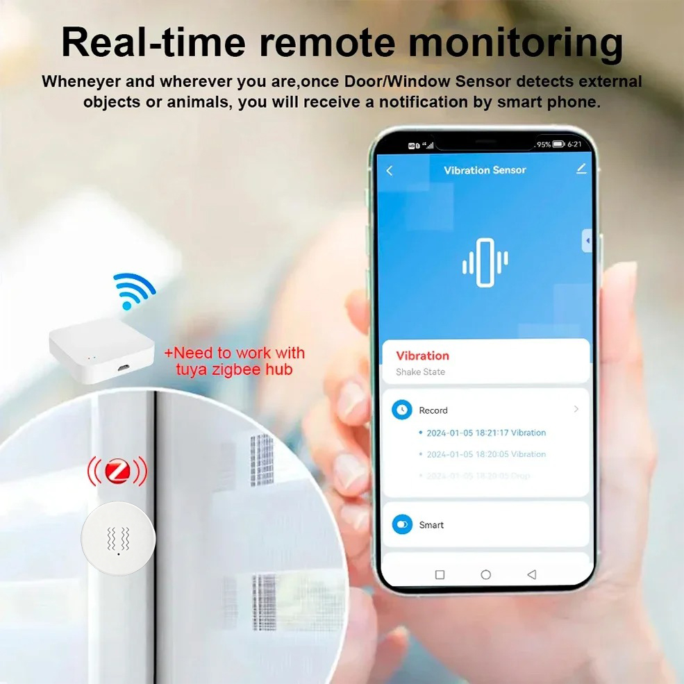 Tuya Zigbee Smart Vibration Se - огляд і ціна Home Security With Alarm